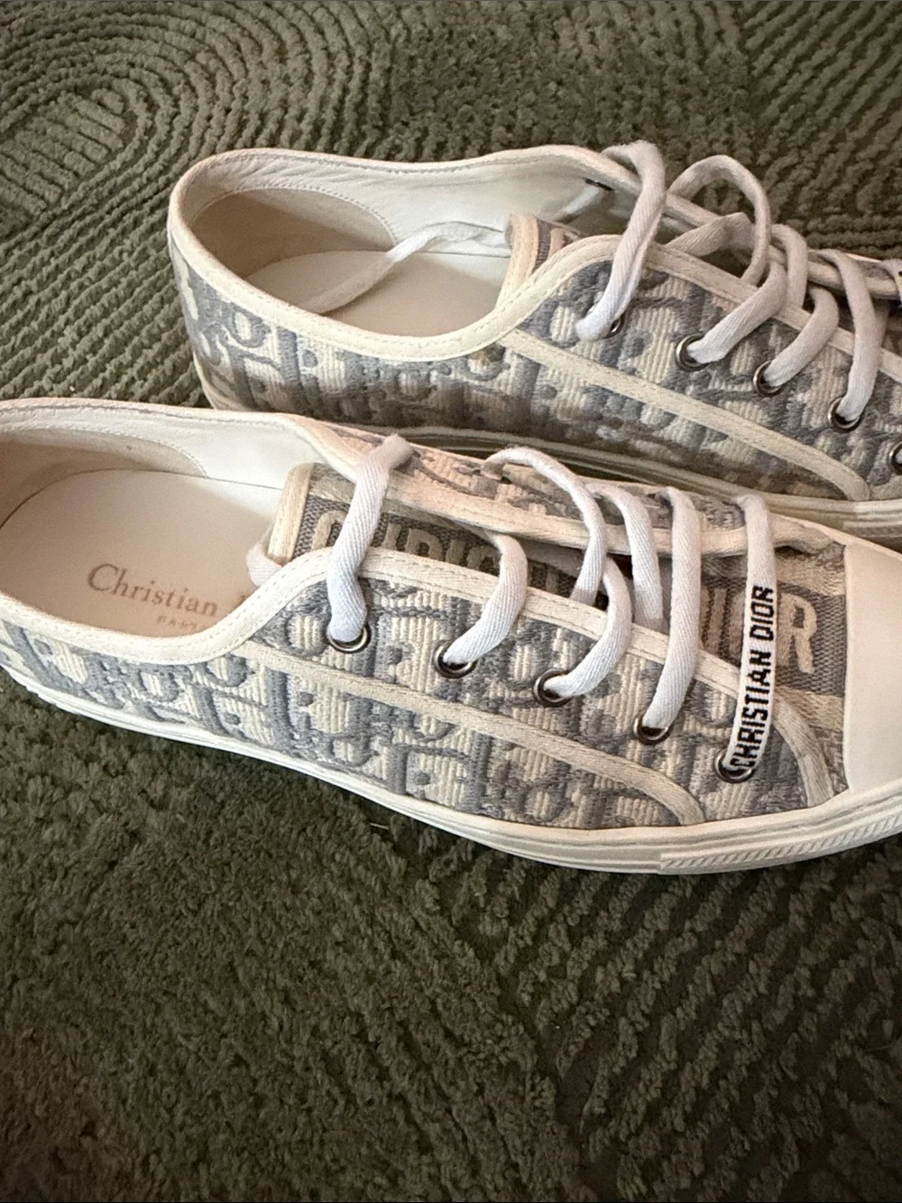 Dior Gray/Off White Canvas Sneakers